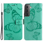 For Samsung Galaxy S22 5G Wallet Case Floral Butterfly Imprinted Leather Phone Cover Stand