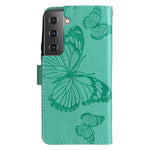 For Samsung Galaxy S22 5G Wallet Case Floral Butterfly Imprinted Leather Phone Cover Stand