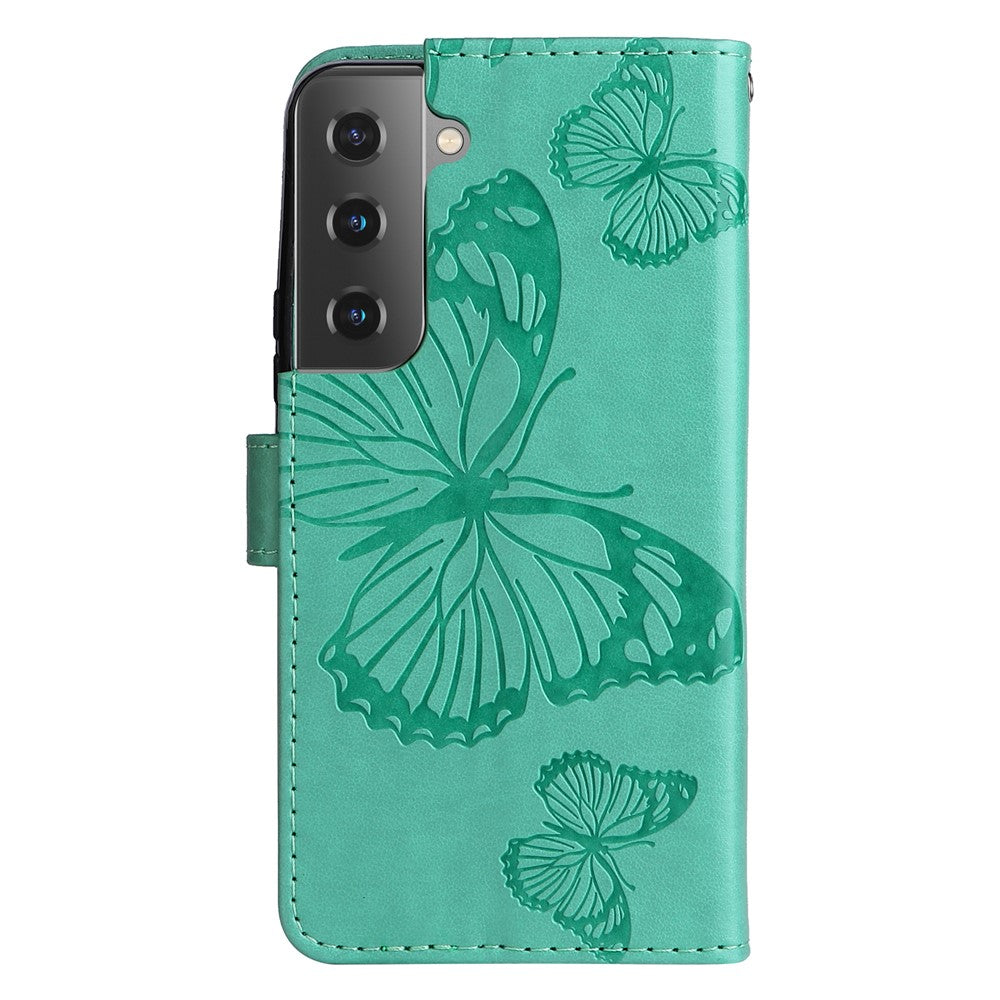 For Samsung Galaxy S22 5G Wallet Case Floral Butterfly Imprinted Leather Phone Cover Stand