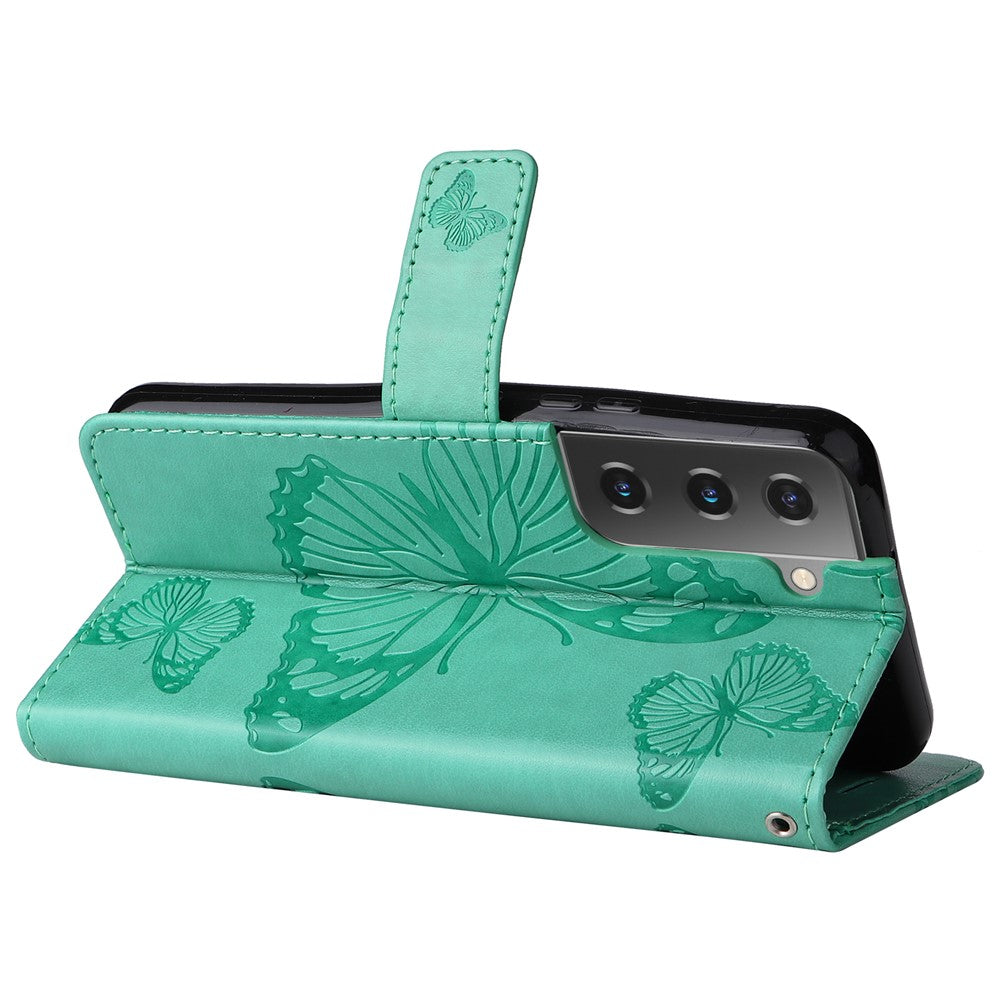 For Samsung Galaxy S22 5G Wallet Case Floral Butterfly Imprinted Leather Phone Cover Stand