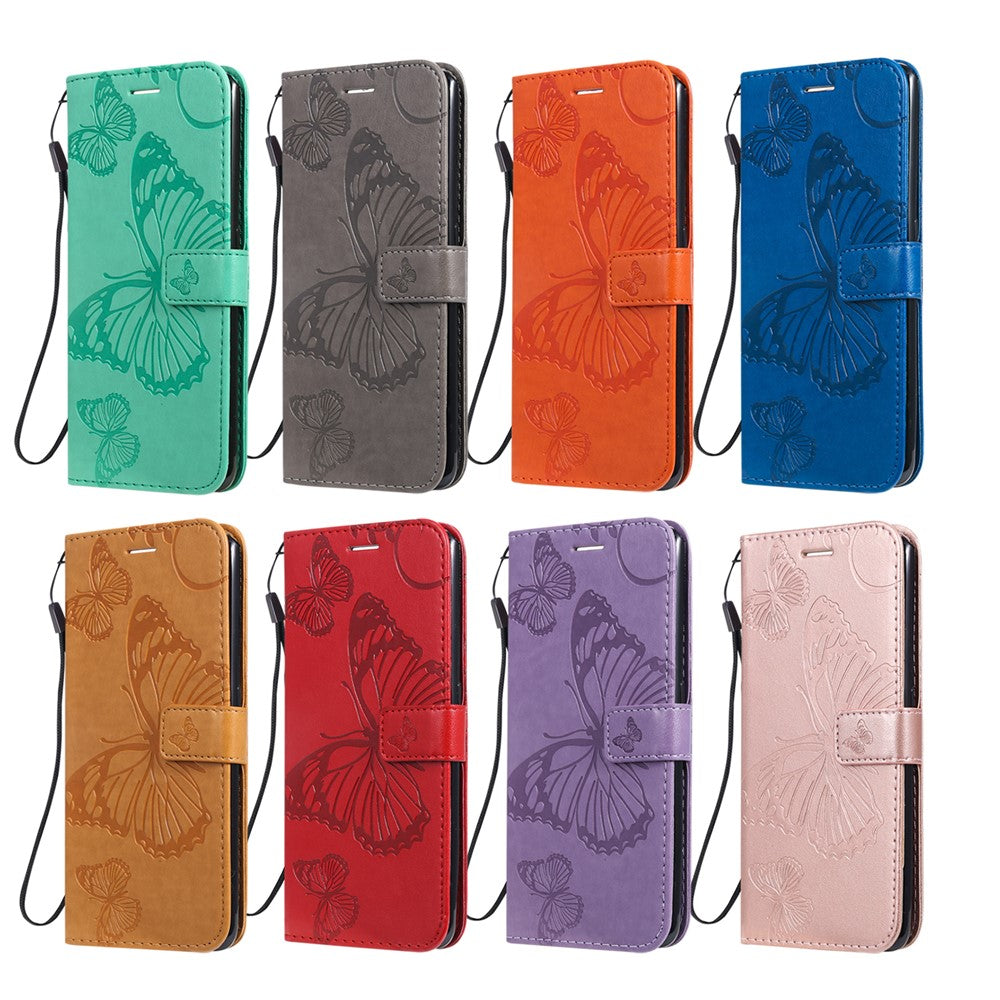 For Samsung Galaxy S22 5G Wallet Case Floral Butterfly Imprinted Leather Phone Cover Stand