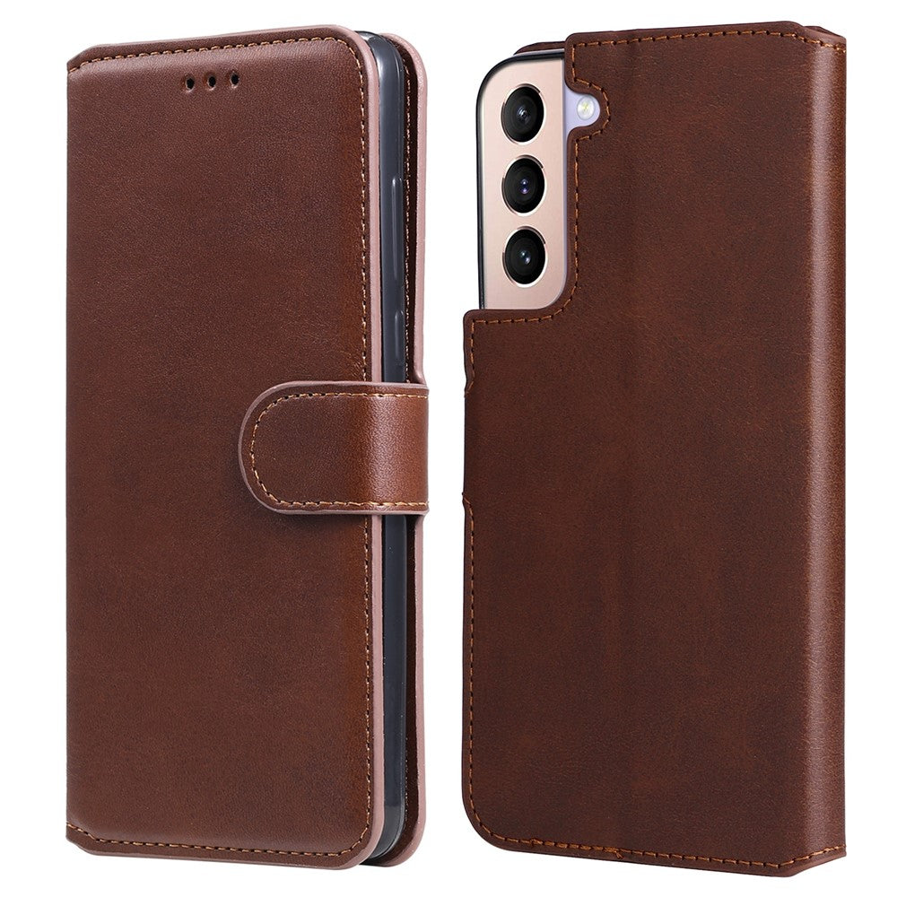 All-inclusive Protection Wallet Stand PU Leather Phone Cover Shell for Samsung Galaxy S22+ 5G
