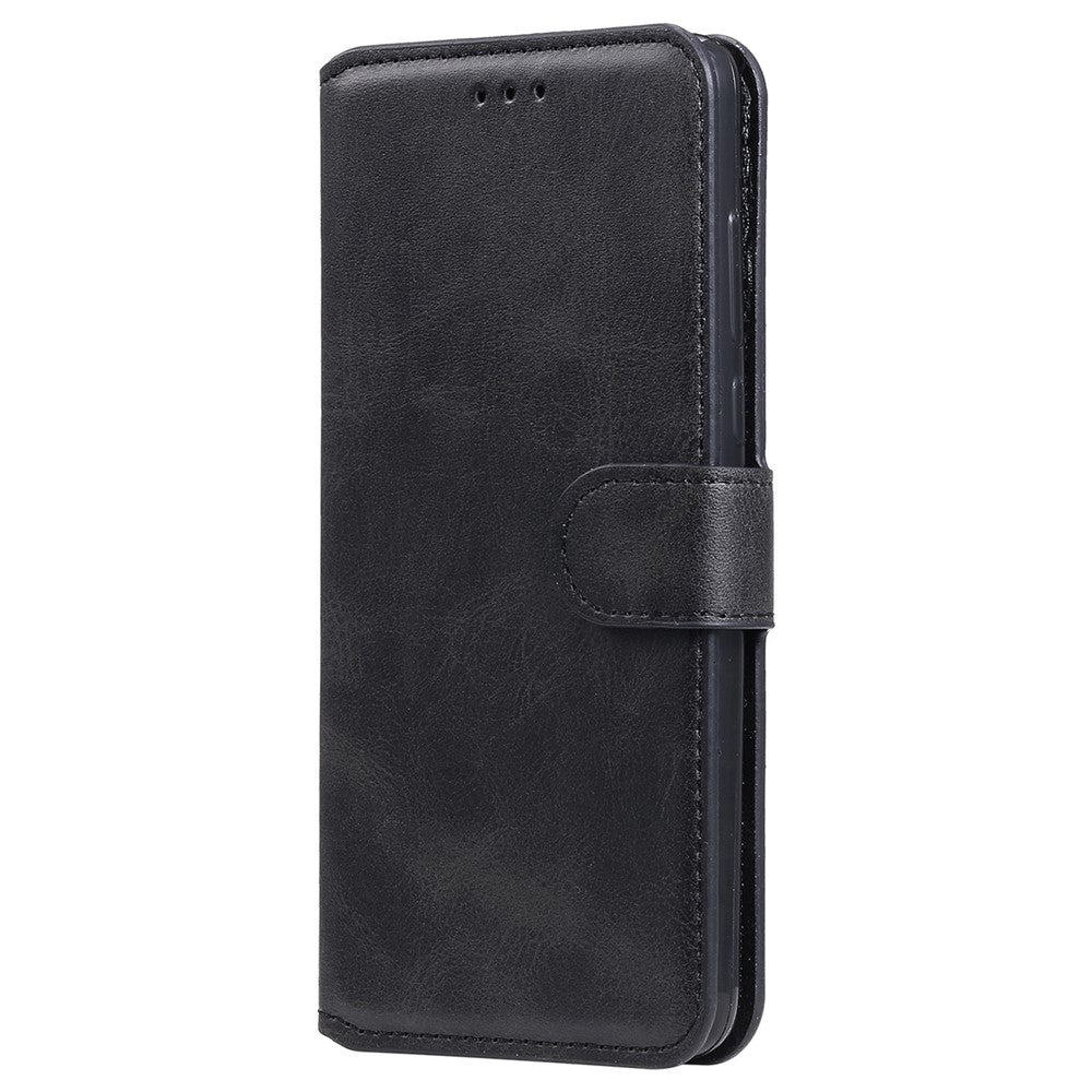 Classic Stand Folio Flip Cover PU Leather Scratch-resistant Well-protected Wallet Phone Case for Samsung Galaxy S22 5G