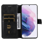 Classic Stand Folio Flip Cover PU Leather Scratch-resistant Well-protected Wallet Phone Case for Samsung Galaxy S22 5G