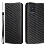 PU-læder + TPU-cover med kulfibertekstur, magnetisk autolukkende pung med standerfunktion, til Samsung Galaxy A71 4G SM-A715