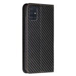 PU-læder + TPU-cover med kulfibertekstur, magnetisk autolukkende pung med standerfunktion, til Samsung Galaxy A71 4G SM-A715