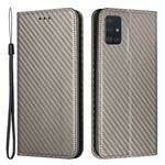 PU-læder + TPU-cover med kulfibertekstur, magnetisk autolukkende pung med standerfunktion, til Samsung Galaxy A71 4G SM-A715