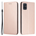 PU-læder + TPU-cover med kulfibertekstur, magnetisk autolukkende pung med standerfunktion, til Samsung Galaxy A71 4G SM-A715