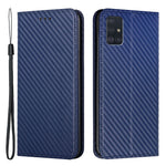 PU-læder + TPU-cover med kulfibertekstur, magnetisk autolukkende pung med standerfunktion, til Samsung Galaxy A71 4G SM-A715