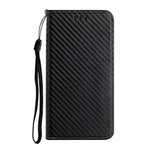 Phone Covering Hand Strap Design Carbon Fiber Texture Stand Wallet Design Auto-absorbed Leather Case for Samsung Galaxy A42 5G
