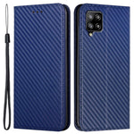 Phone Covering Hand Strap Design Carbon Fiber Texture Stand Wallet Design Auto-absorbed Leather Case for Samsung Galaxy A42 5G