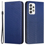 Självabsorberande kolfiberstruktur plånboksfodral i läder med handrem för Samsung Galaxy A52 5G / A52s 5G / A52 4G