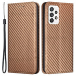 Självabsorberande kolfiberstruktur plånboksfodral i läder med handrem för Samsung Galaxy A52 5G / A52s 5G / A52 4G