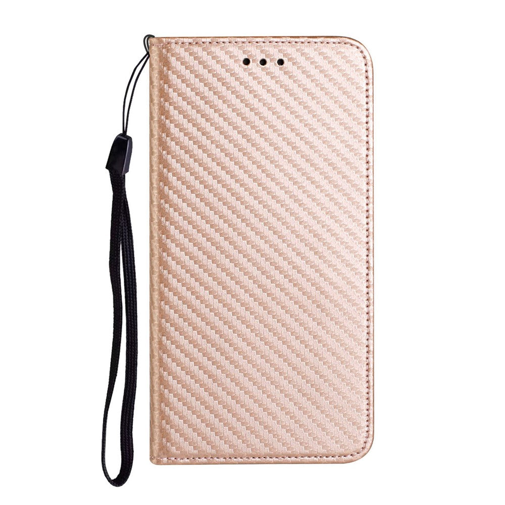 Auto-absorbed Carbon Fiber Texture Stand Wallet Leather Case Cover with Hand Strap for Samsung Galaxy A52 5G / A52s 5G / A52 4G