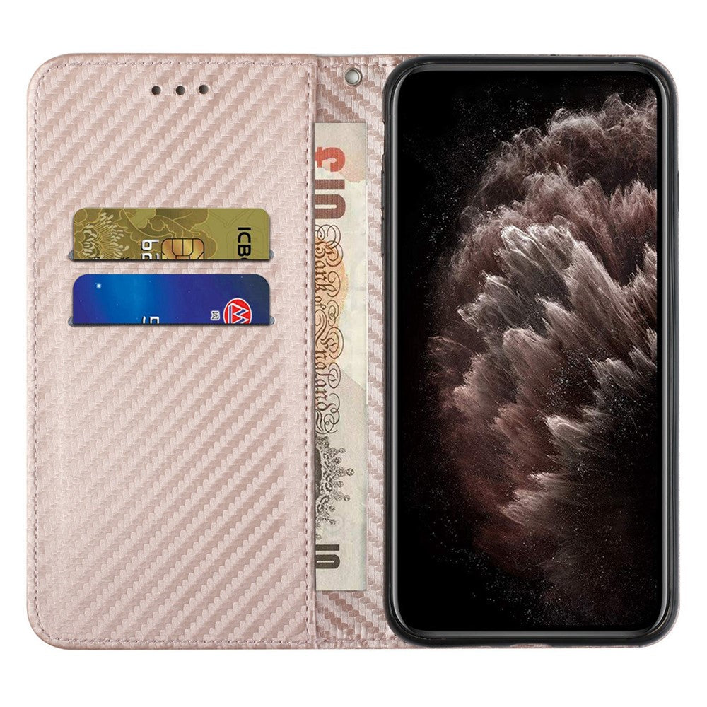 Auto-absorbed Carbon Fiber Texture Stand Wallet Leather Case Cover with Hand Strap for Samsung Galaxy A52 5G / A52s 5G / A52 4G
