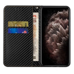 PU Læder Telefoncover med Kulfibertekstur, Stand og Pung til Samsung Galaxy A03s (166,5mm)
