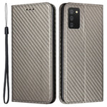 PU Læder Telefoncover med Kulfibertekstur, Stand og Pung til Samsung Galaxy A03s (166,5mm)
