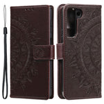 Samsung Galaxy S22 5G Präglad Mandala Blommönster Folio Flip mobilskal PU Läder Plånboksfodral