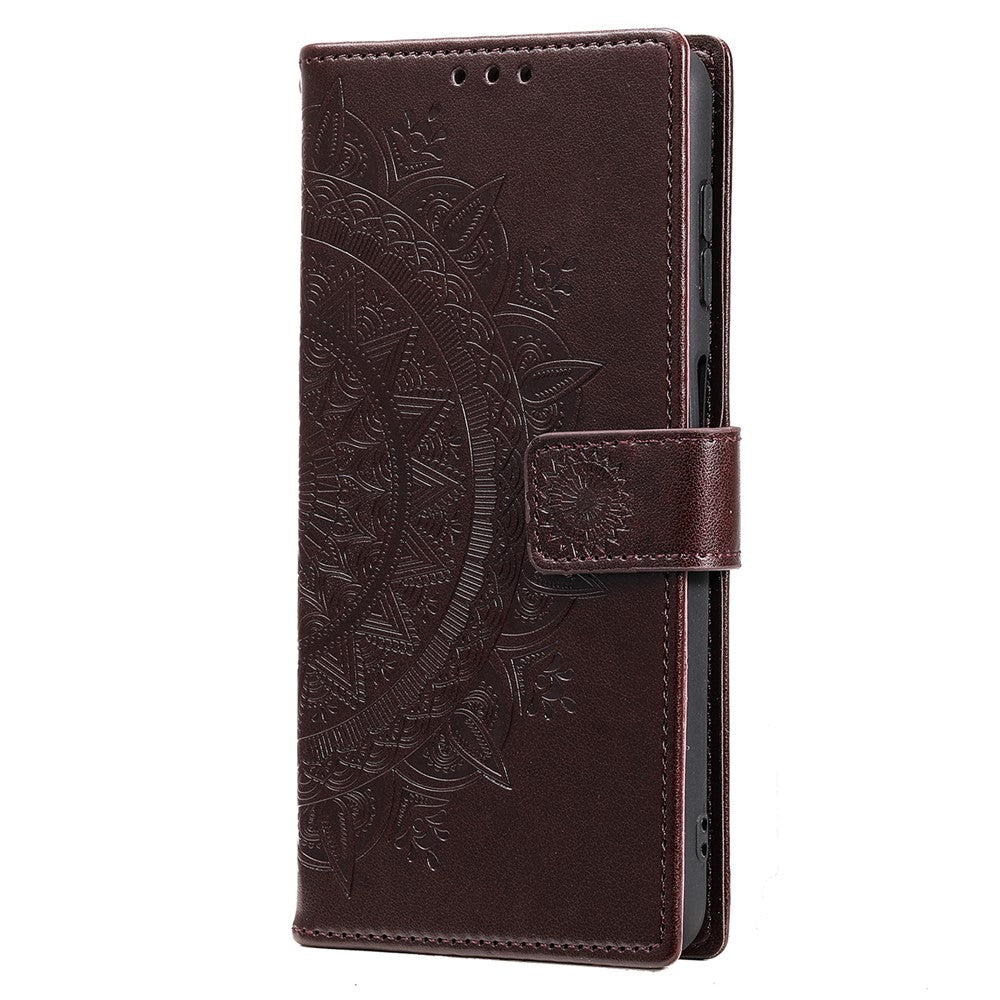 Til Samsung Galaxy S22 5G prægning Mandala blomstermønster Folio Flip Telefoncover PU-læderpung Standcover