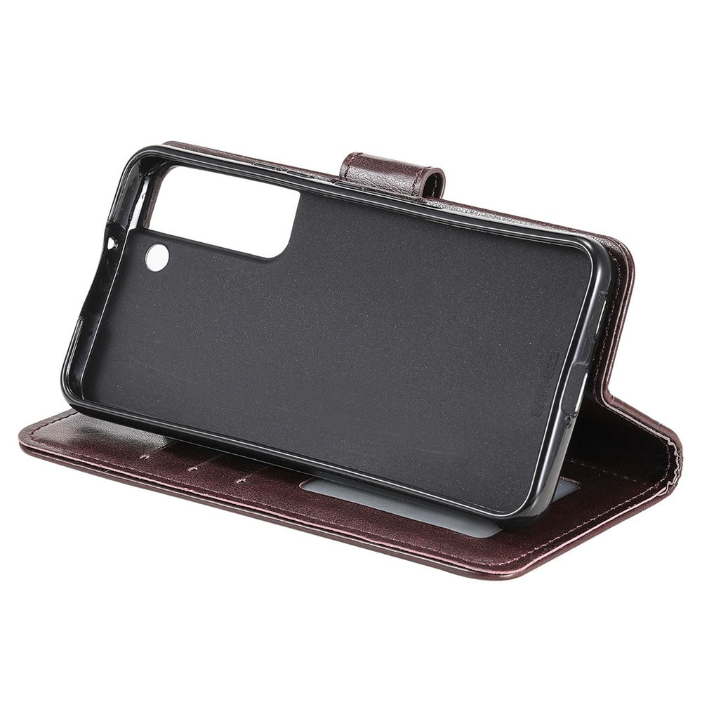 Samsung Galaxy S22 5G Präglad Mandala Blommönster Folio Flip mobilskal PU Läder Plånboksfodral