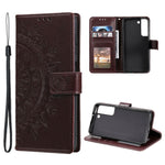 Samsung Galaxy S22 5G Präglad Mandala Blommönster Folio Flip mobilskal PU Läder Plånboksfodral