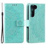 Samsung Galaxy S22 5G Präglad Mandala Blommönster Folio Flip mobilskal PU Läder Plånboksfodral