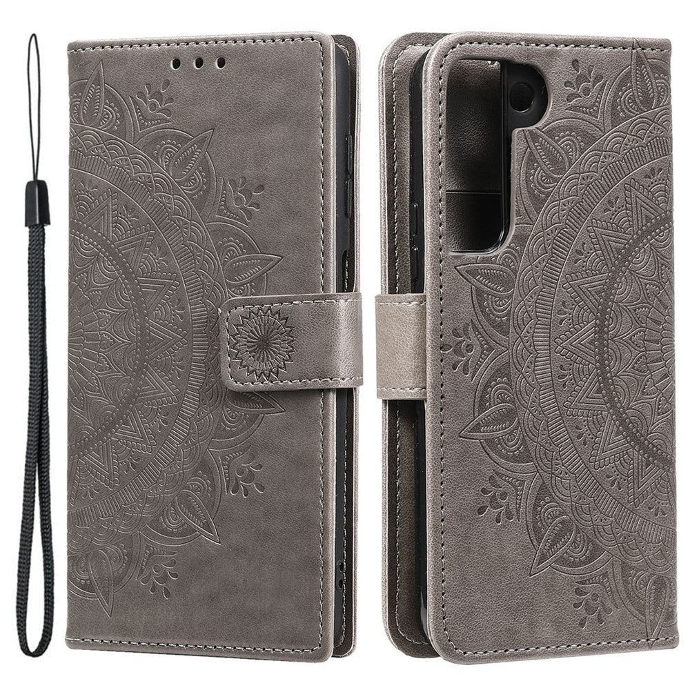 Til Samsung Galaxy S22 5G prægning Mandala blomstermønster Folio Flip Telefoncover PU-læderpung Standcover