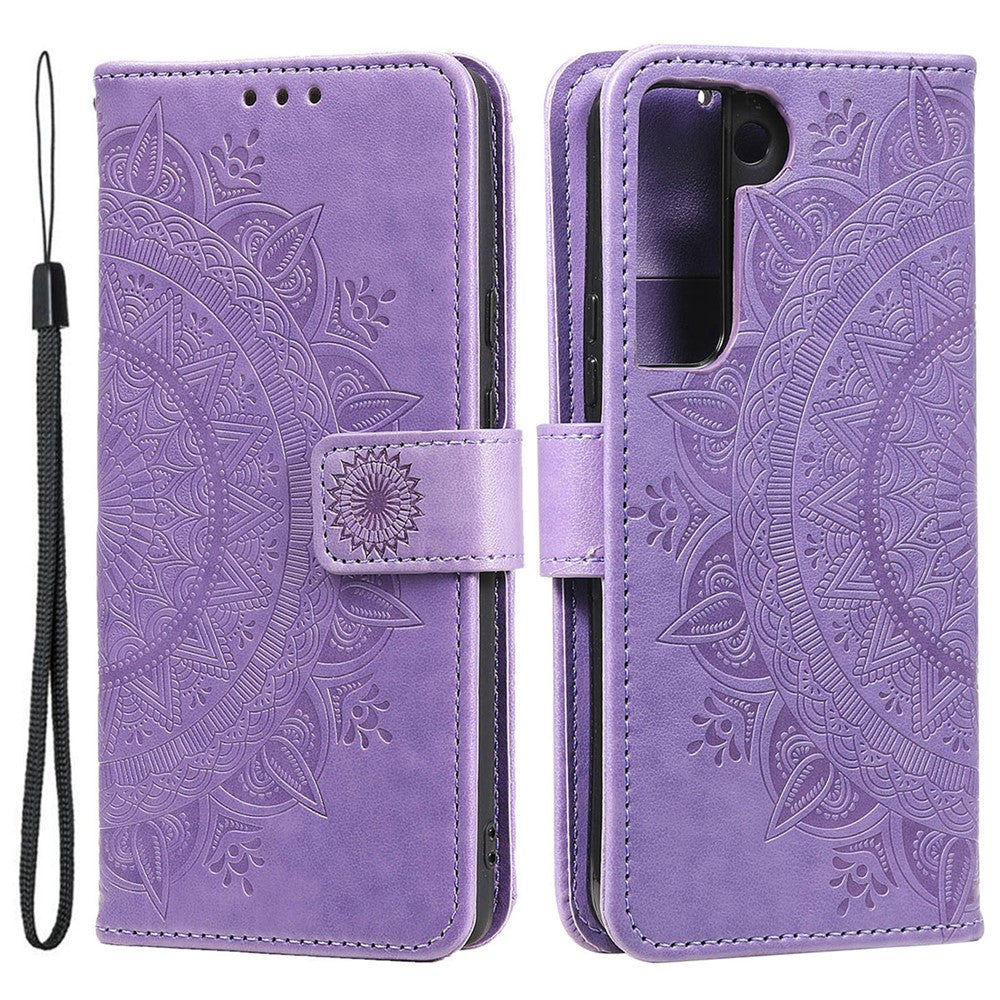Til Samsung Galaxy S22 5G prægning Mandala blomstermønster Folio Flip Telefoncover PU-læderpung Standcover
