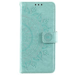 Imprinting Mandala Flower PU Leather + TPU Shockproof Phone Case with Wallet Stand for Samsung Galaxy S22+ 5G