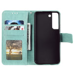 Imprinting Mandala Flower PU Leather + TPU Shockproof Phone Case with Wallet Stand for Samsung Galaxy S22+ 5G