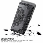 Stand Function Embossed Mandala Pattern Leather Flip Case Wallet Cover with Strap for Samsung Galaxy S22 Ultra 5G