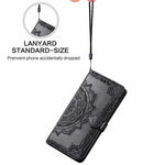 Stand Function Embossed Mandala Pattern Leather Flip Case Wallet Cover with Strap for Samsung Galaxy S22 Ultra 5G