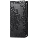 Stand Function Embossed Mandala Pattern Leather Flip Case Wallet Cover with Strap for Samsung Galaxy S22 Ultra 5G