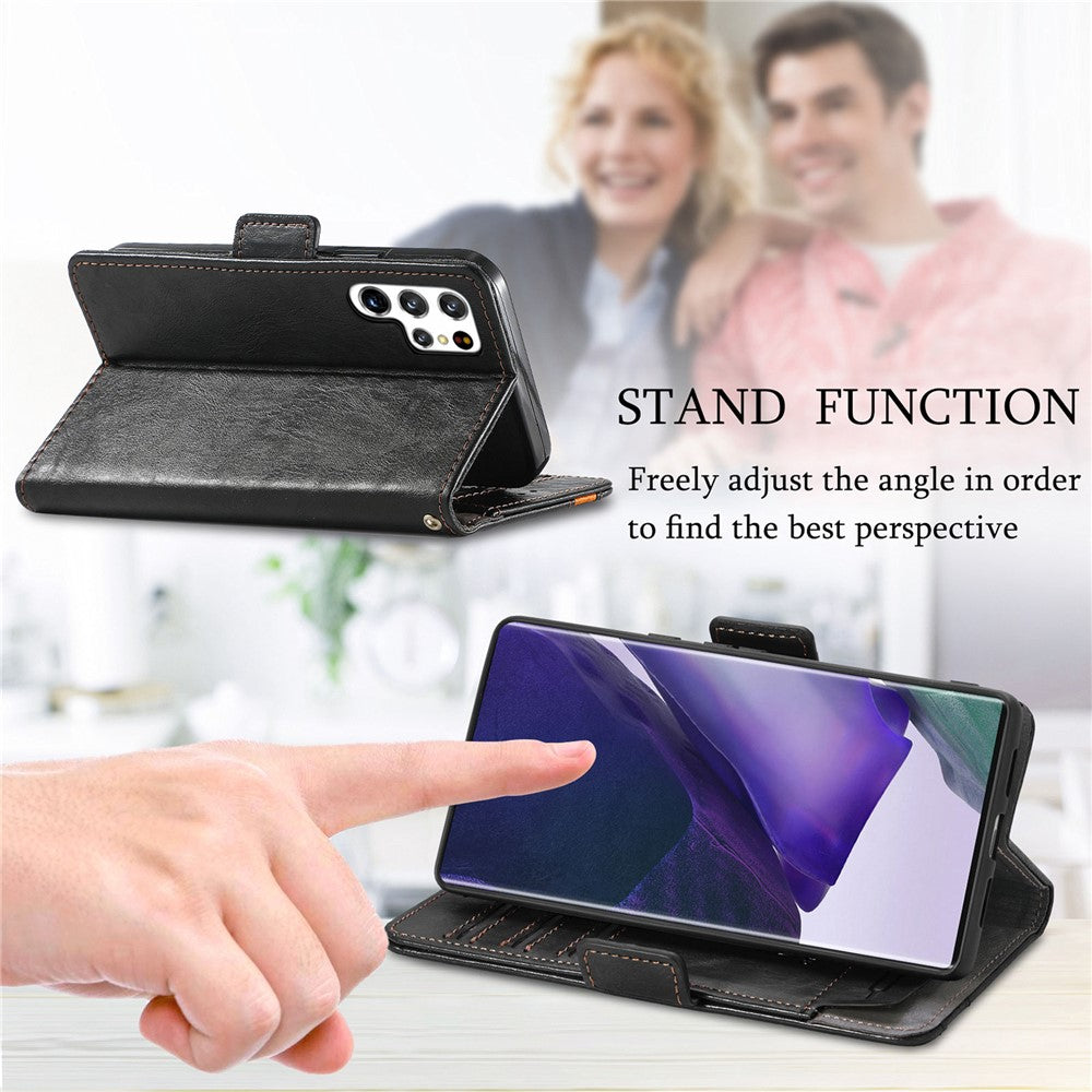 For Samsung Galaxy S22 Ultra 5G Phone Cases CASENEO PU Leather Cover Stand with RFID Blocking Wallet