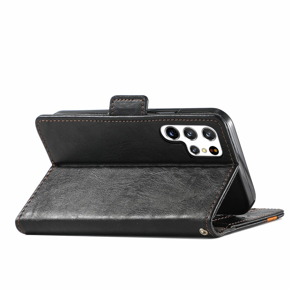 For Samsung Galaxy S22 Ultra 5G Phone Cases CASENEO PU Leather Cover Stand with RFID Blocking Wallet