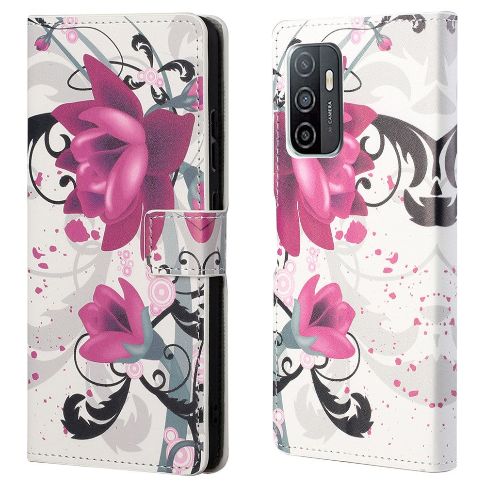 Mønstertryk Tegnebog Stødsikkert Cover PU Læder Flip Magnetisk Beskyttelsescover med Stativ til Samsung Galaxy A33 5G