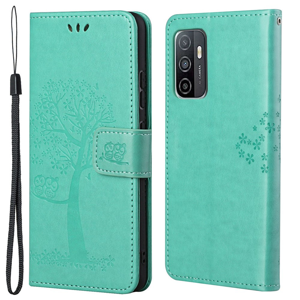 Flipfodral i PU-läder med uggla och präglad design, plånboksfodral med stativ och skyddsrem för Samsung Galaxy A33 5G