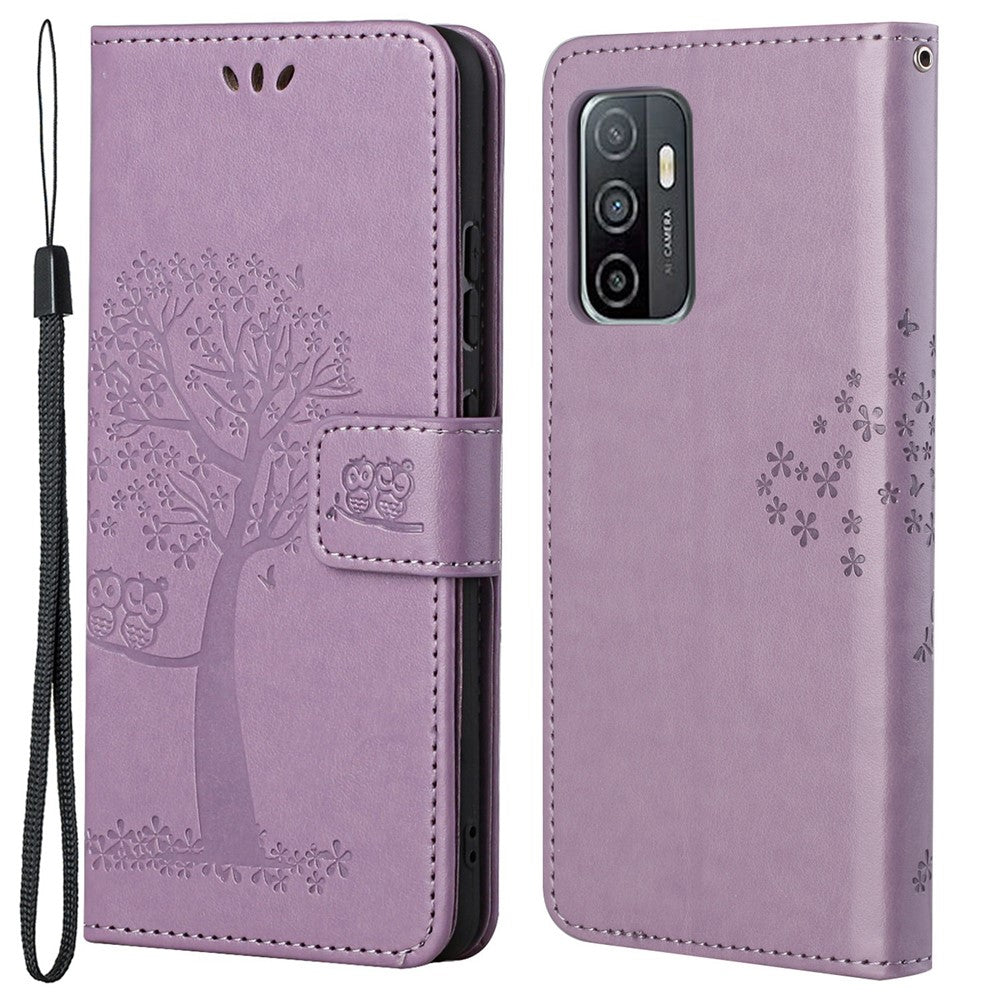 Flipfodral i PU-läder med uggla och präglad design, plånboksfodral med stativ och skyddsrem för Samsung Galaxy A33 5G