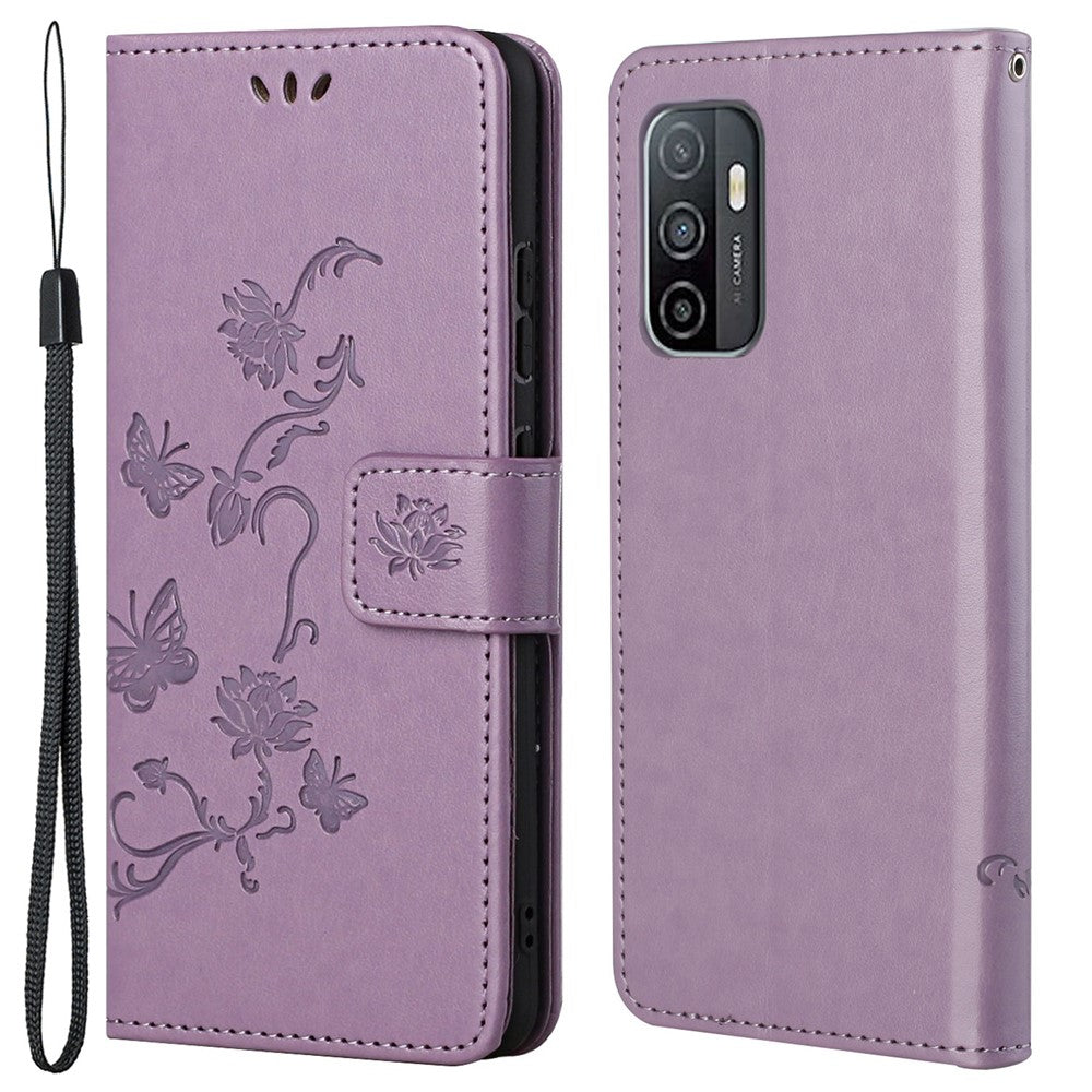 Imprinted Butterflies Flower Wallet Function Phone Case PU Leather Protective Phone Stand Shell for Samsung Galaxy A53 5G