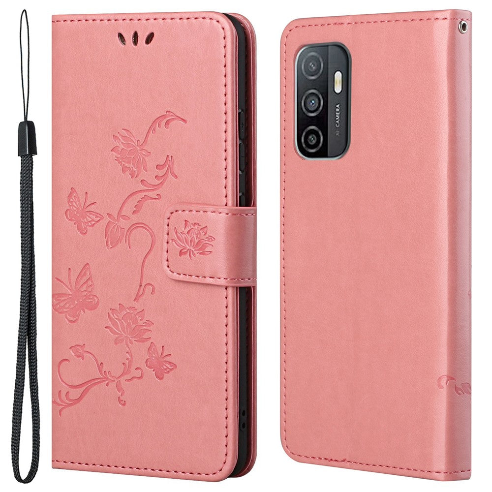 Imprinted Butterflies Flower Wallet Function Phone Case PU Leather Protective Phone Stand Shell for Samsung Galaxy A53 5G
