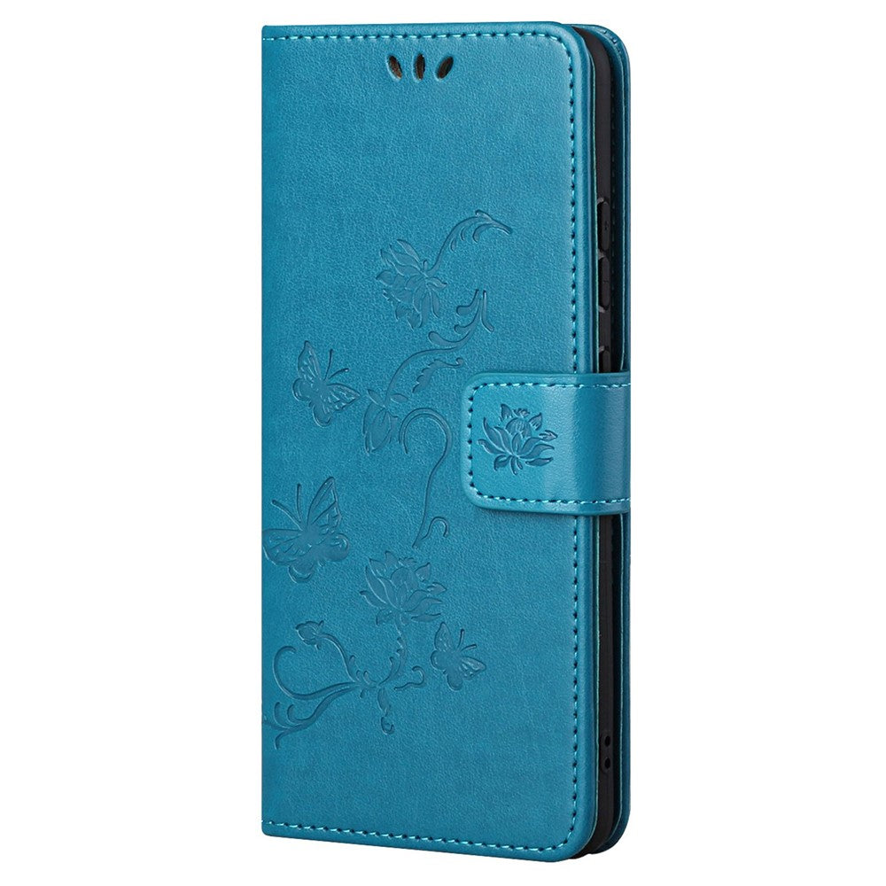 Praktisk Pung Funktion Telefoncover Med Trykte Sommerfugle Blomster Anti-fald PU Læder Beskyttende Telefonstativ Cover til Samsung Galaxy A33 5G