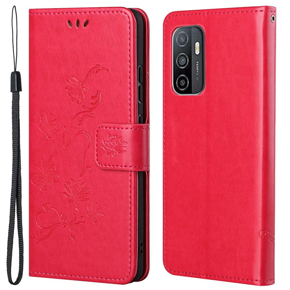Praktiskt plånboksfodral med tryck, fjärilar och blommor, fallskyddande PU-läder, skyddande mobilstativ för Samsung Galaxy A33 5G
