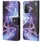 Beskyttende telefoncover i læder med krydstekstur, print og pungstativ til Samsung Galaxy A33 5G