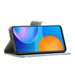 Beskyttende telefoncover i læder med krydstekstur, print og pungstativ til Samsung Galaxy A33 5G
