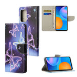 Beskyttende telefoncover i læder med krydstekstur, print og pungstativ til Samsung Galaxy A33 5G