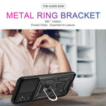 Well-protected Drop-proof Camera Slide Cover Ring Holder Kickstand Design PC + TPU Phone Cover Case for Samsung Galaxy M52 5G