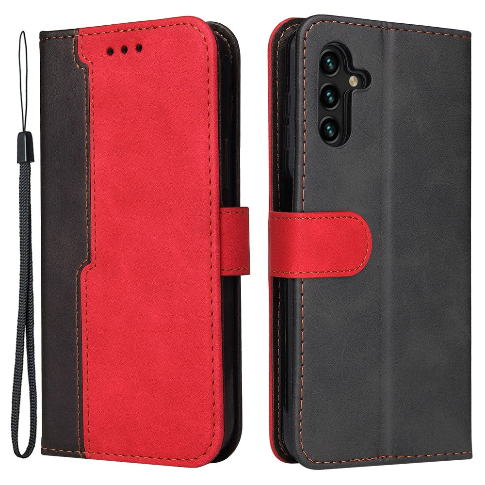 Samsung Galaxy A13 5G / A04s 4G (164,7 mm) tofarvet sammensyning Business Style stødsikkert lædermobilcover med stativ og pung