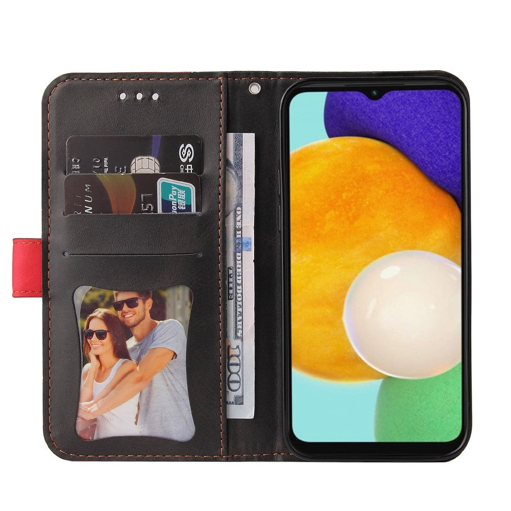 Samsung Galaxy A13 5G / A04s 4G (164,7 mm) tofarvet sammensyning Business Style stødsikkert lædermobilcover med stativ og pung