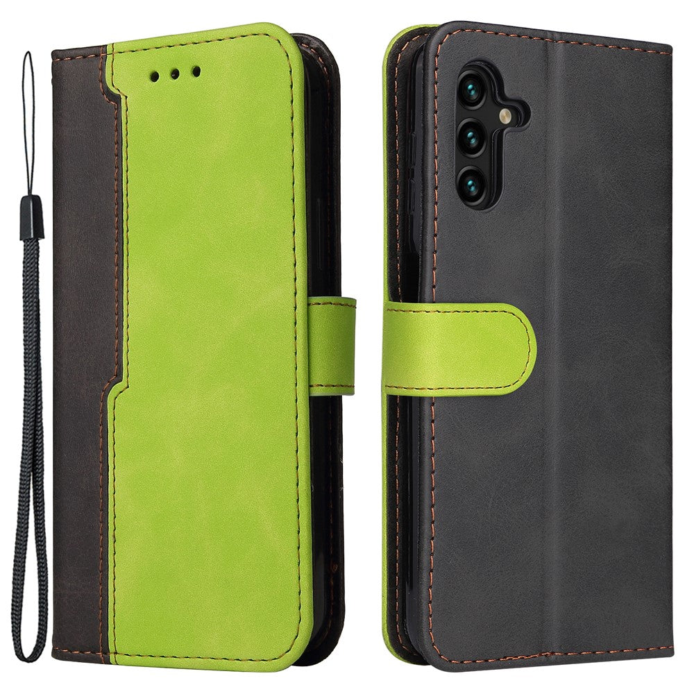 Samsung Galaxy A13 5G / A04s 4G (164,7 mm) tofarvet sammensyning Business Style stødsikkert lædermobilcover med stativ og pung