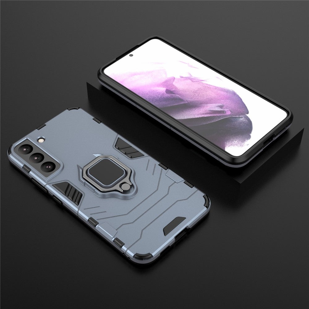 Ring Holder Kickstand Soft TPU Hard PC Scratch-Resistant Protective Back Cover for Samsung Galaxy S22 5G